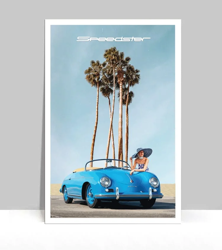 SPEEDポスター　看板？ The Air Factor-ALUMINUM POSTERS Blue 1954 Porsche 356 1500s